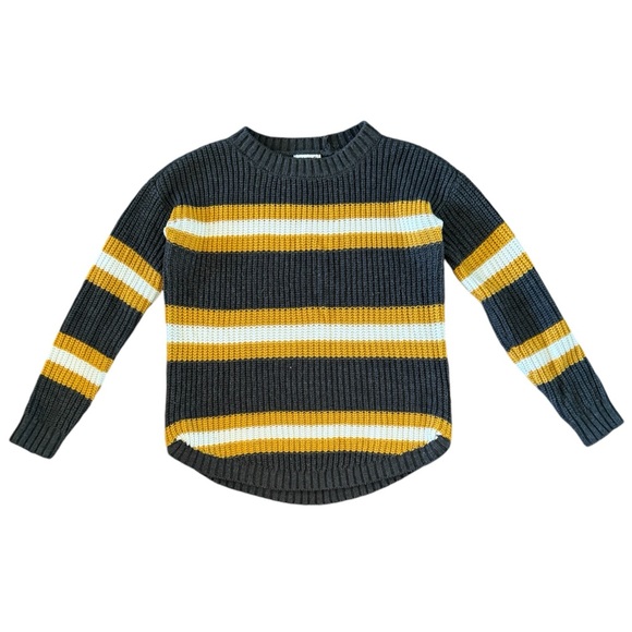 Grey/Yellow Striped Knit Sweater - Picture 4 of 10